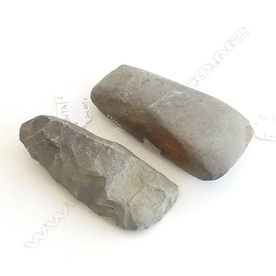 Two Māori pre-European stone toki,